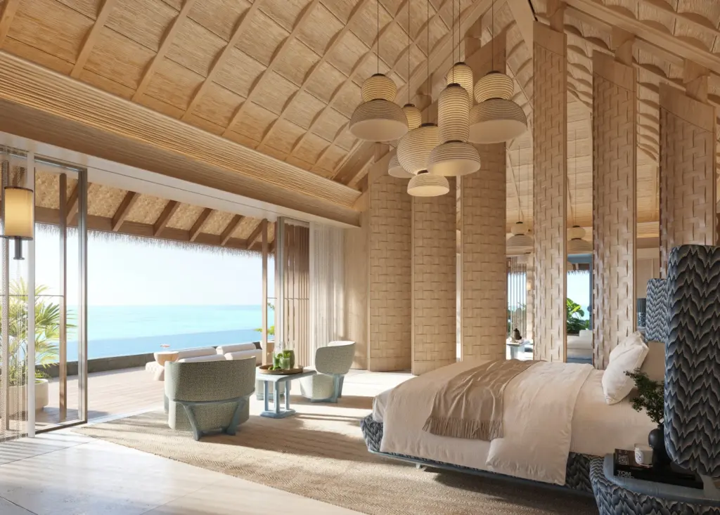 Просторная спальня с выходом на террасу и видом на океан, Maxx Royal Maldives.